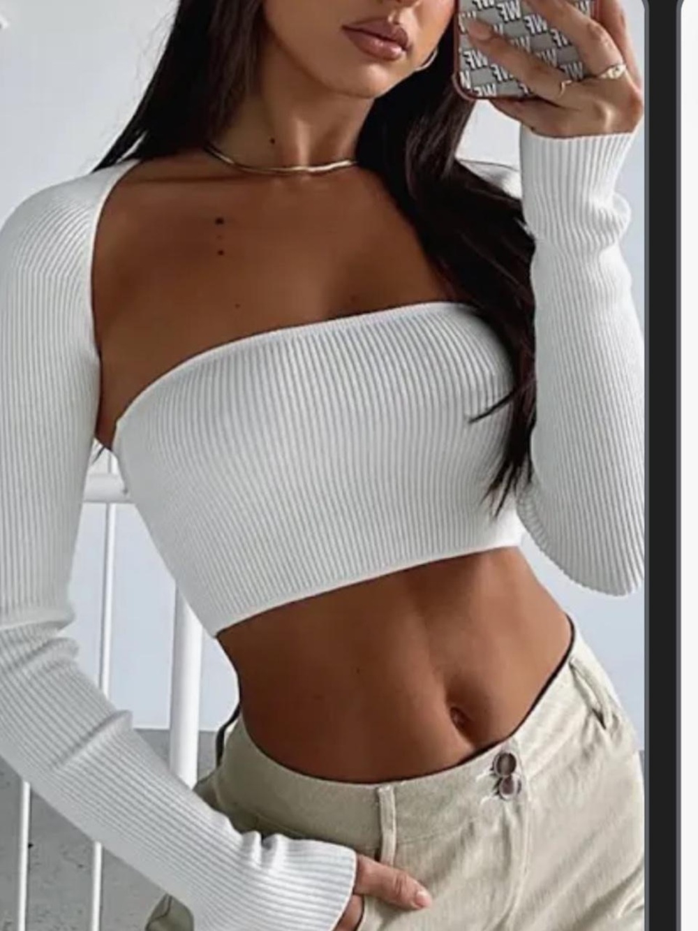 White Fox Boutique White Ribbed tube top set